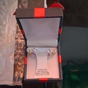 Sterling Silver and Gold White Sapphire Earrings